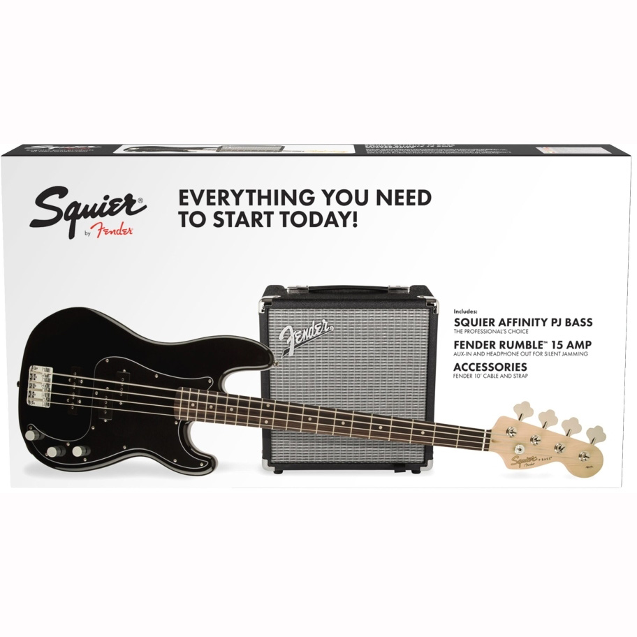 Squier Affinity Series™ Precision Bass® Pj Pack, Laurel Fingerboard, Black, Gig Bag, Rumble 15 - 230v Eu Squier Affinity Series™ Precision Bass® Pj Pack, Laurel Fingerboard, Black, Gig Bag, Rumble 15 - 230v Eu Бас-гитары
