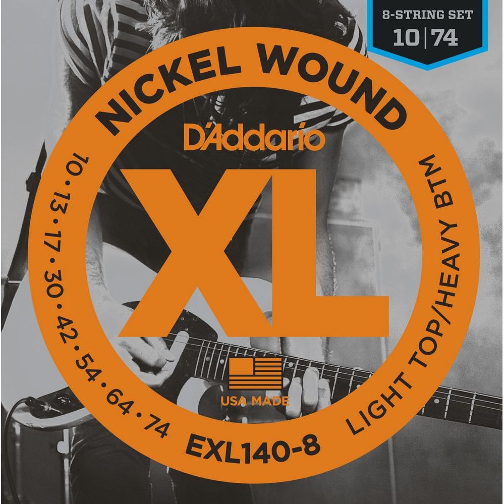 DAddario Exl140-8 Nickel Wound 8-string Light Top/heavy Bottom 10-74 Cтруны для электрогитар