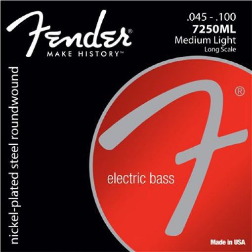 Fender 7250 Bass Strings, Nickel Plated Steel, Long Scale, 7250L .040-.100 Gauges, (4) Струны для бас-гитар