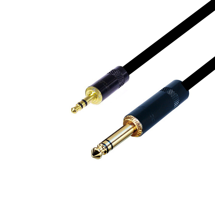 1m кабель minijack 3.5 mm - Jack 6.3 mm stereo Rean Gold Кабели minijack 3.5 mm