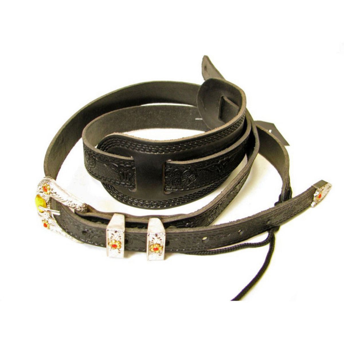 Gretsch Tooled Vintage Leather Guitar Strap, Black Ремни для гитар
