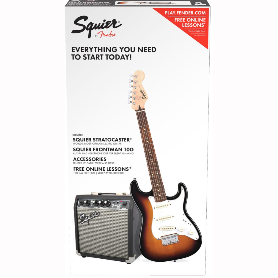 Squier Stratocaster® Pack, Laurel Fingerboard, Brown Sunburst, Gig Bag, 10g - 230v Eu Электрогитары