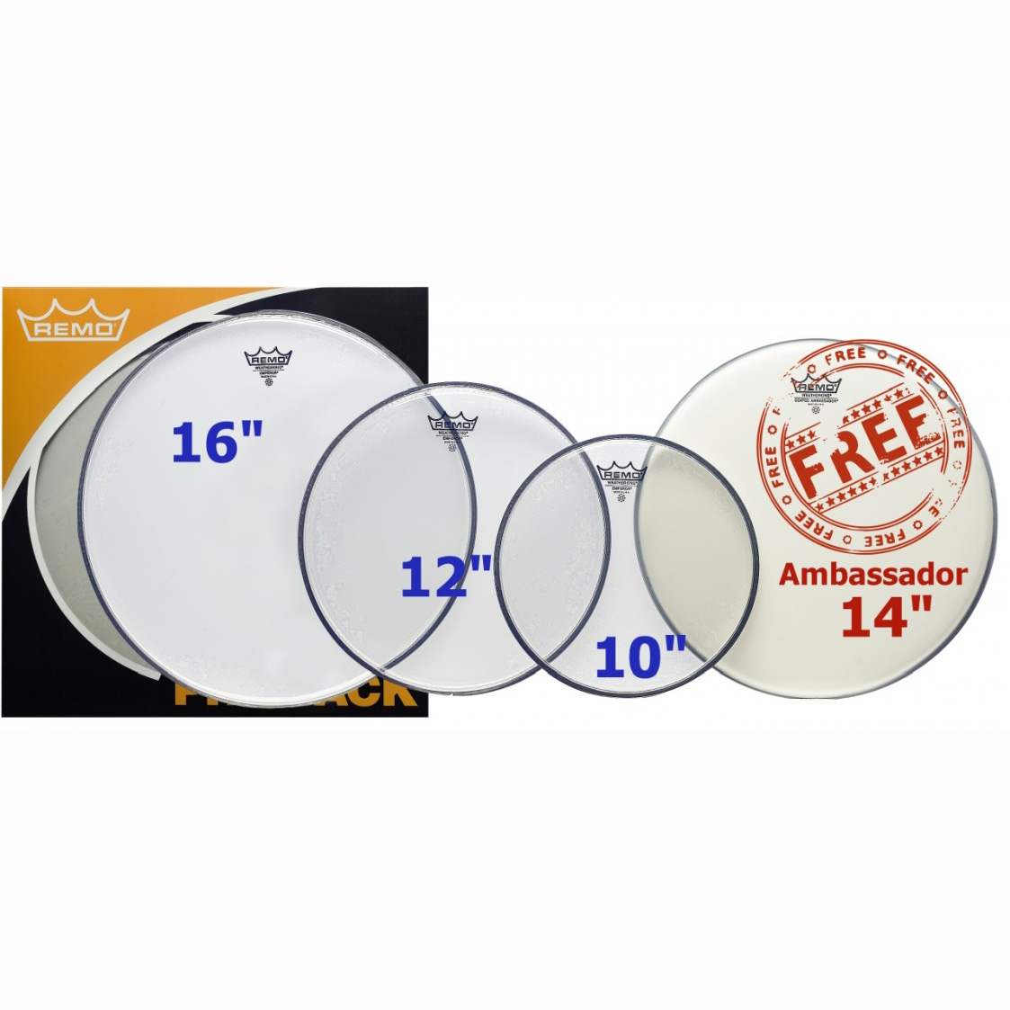 Remo Pp-1290-va- Propack (10,12,16 Coated Va, + Free 14 Va) Наборы пластиков для акустических ударных установок