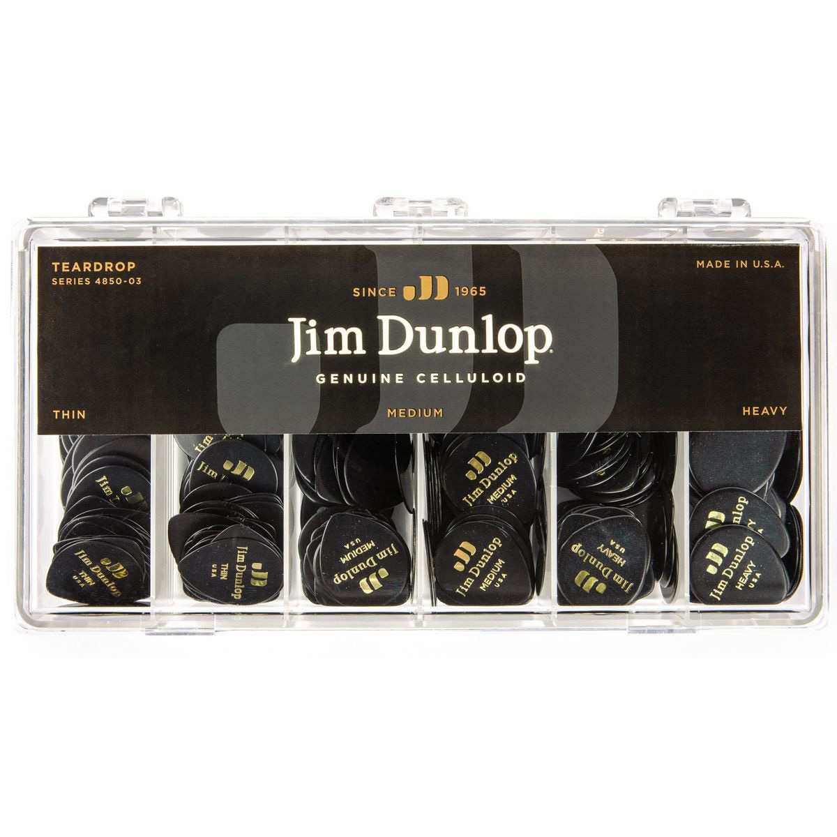 Dunlop 485003 Celluloid Black Teardrop Display Медиаторы