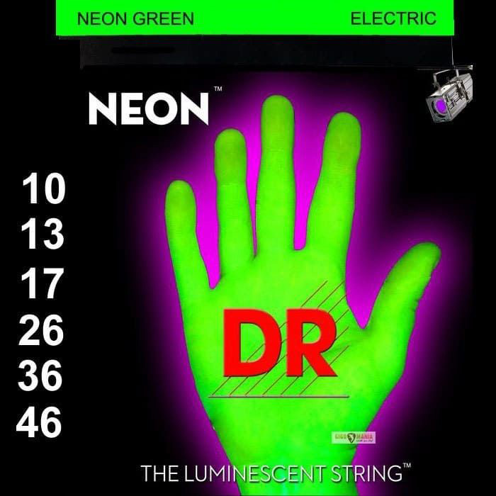 DR String NGE-10 NEON HiDef Green Cтруны для электрогитар