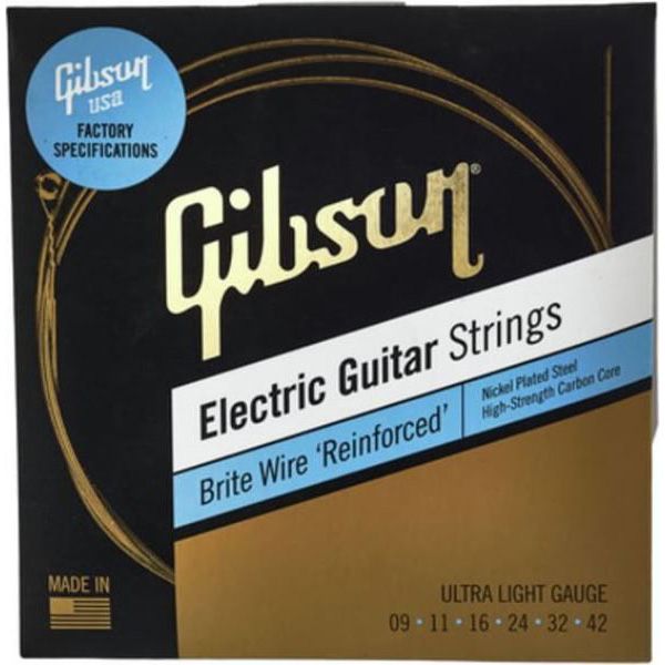 Gibson SEG-BWR9 BRITE WIRE REINFORCED ELECTIC GUITAR STRINGS, ULTRA LIGHT GAUGE Cтруны для электрогитар