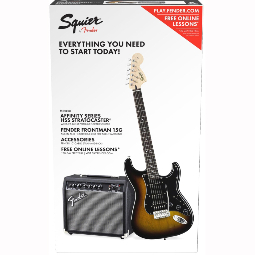 Squier Affinity Series™ Stratocaster® Hss Pack, Laurel Fingerboard, Brown Sunburst, Gig Bag, 15g - 230v Eu Squier Affinity Series™ Stratocaster® Hss Pack, Laurel Fingerboard, Brown Sunburst, Gig Bag, 15g - 230v Eu Электрогитары