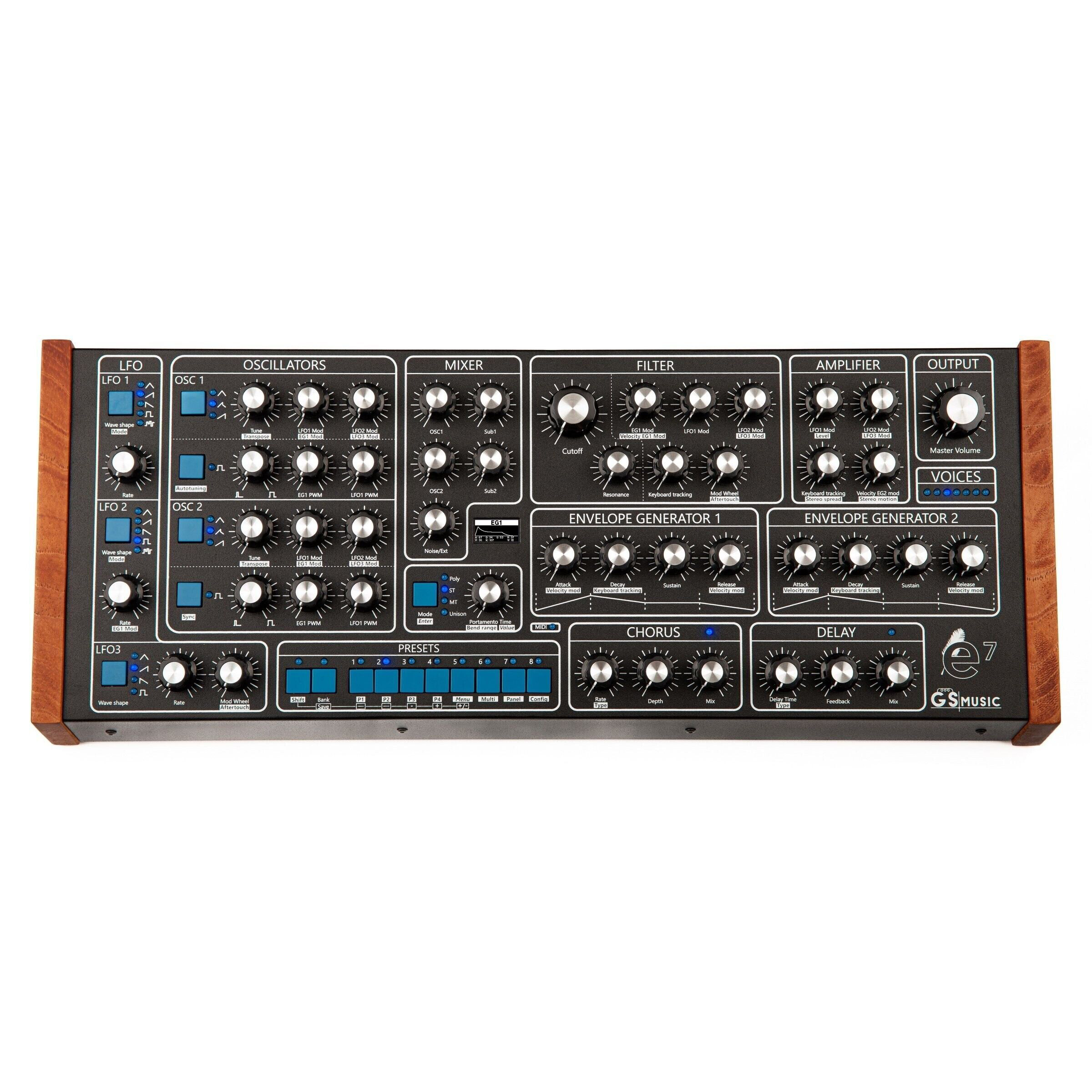 GS e7 Analog Polyphonic Synthesizer (Blue) GS e7 Analog Polyphonic Synthesizer (Blue) Настольные аналоговые синтезаторы
