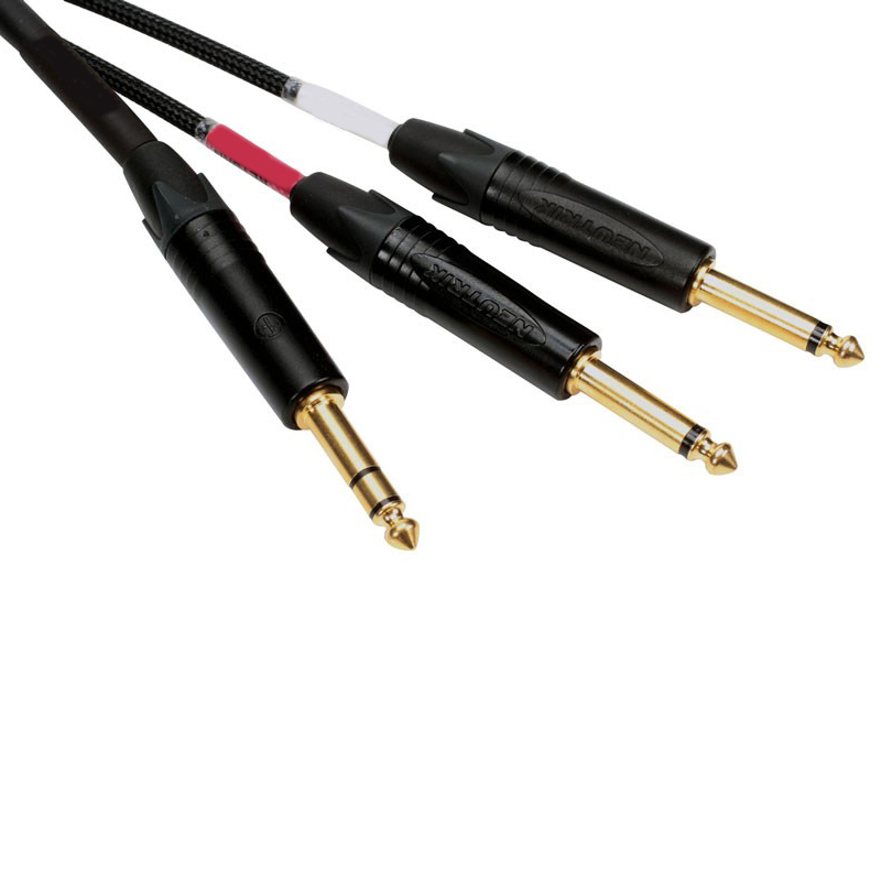 Кабель Jack 6.3 mm jack TRS - 2 Jack 6.3 mm mono Neutrik Gold 1m MMAG