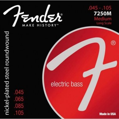 Fender 7250 Bass Strings, Nickel Plated Steel, Long Scale, 7250M .045-.105 Gauges, (4) Струны для бас-гитар