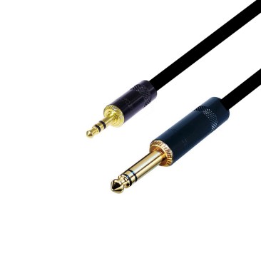 1m кабель minijack 3.5 mm - Jack 6.3 mm stereo Rean Gold Кабели AUX