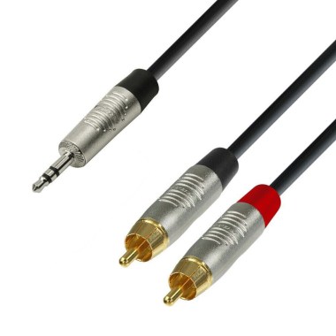Adam Hall Cables K4 YWCC 0150 - Audio Cable REAN 3.5 mm Jack stereo to 2 x RCA male 1.5 m Кабели для студийных мониторов и активных акустических систем