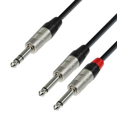 Adam Hall Cables K4 YVPP 0150 - Audio Cable REAN 6.3 mm Jack stereo to 2 x 6.3 mm Jack mono 1.5 m Кабели для студийных мониторов и активных акустических систем