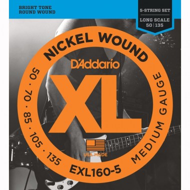 Daddario Exl160-5 Nickel Wound 5-string Bass, Medium, 50-135, Long Scale Струны для бас-гитар