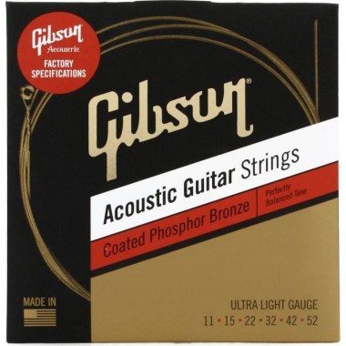 Gibson SAG-CPB11 COATED PHOSPHOR BRONZE ACOUSTIC GUITAR STRINGS, ULTRA LIGHT GAUGE Струны для акустических гитар