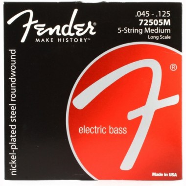 Fender 7250 Bass Strings, Nickel Plated Steel, Long Scale, 7250-5m .045-.125 Gauges, (5) Струны для бас-гитар