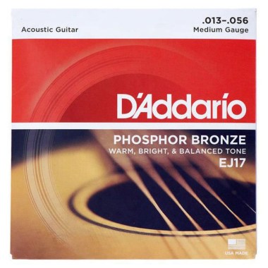 DAddario EJ17 PHOSPHOR BRONZE ACOUSTIC GUITAR STRINGS MEDIUM 13-56 Струны для акустических гитар