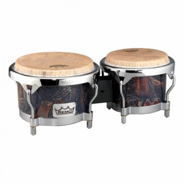 Remo BG-7821-37- Bongo, Drum, Valencia Series, 7/8.5 X 6, SKYNDEEP® Tucked Drumhead, Calfskin Graphic, Palmilla Finish, Chrome Curved Hoops Бонги
