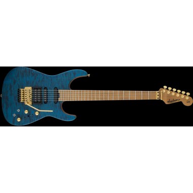 Jackson USA Signature Phil Collen PC1 Satin Stain, Caramelized Flame Maple Fingerboard, Satin Transparent Blue Различное Музыкальное Оборудование