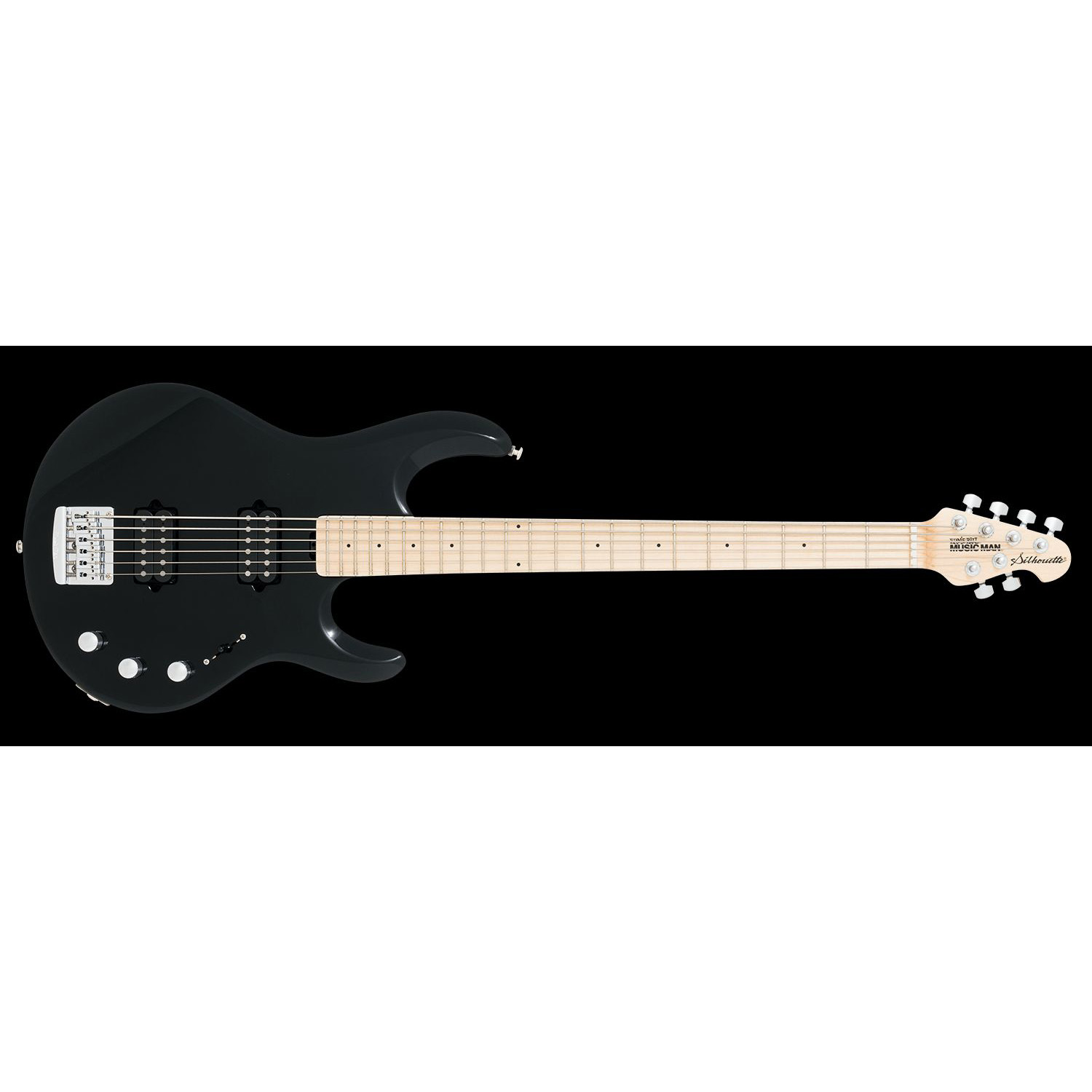Music Man Silhouette Bass E-E - Black - Maple Matching Headstock - No Pickguard Music Man Silhouette Bass E-E - Black - Maple Matching Headstock - No Pickguard Различное Музыкальное Оборудование