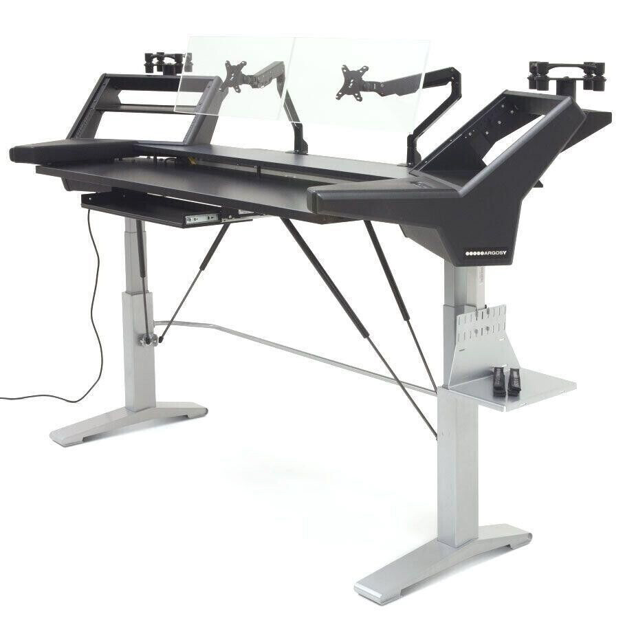Argosy Halo-K88-E2-XC-B-S Halo K88 Height Adj Ultimate - Halo K88.E2, 2 Shelves, Pr 160 SpkrPlatform, KybdTray,2)D8 MonArms,CPU Shelf Различное Музыкальное Оборудование